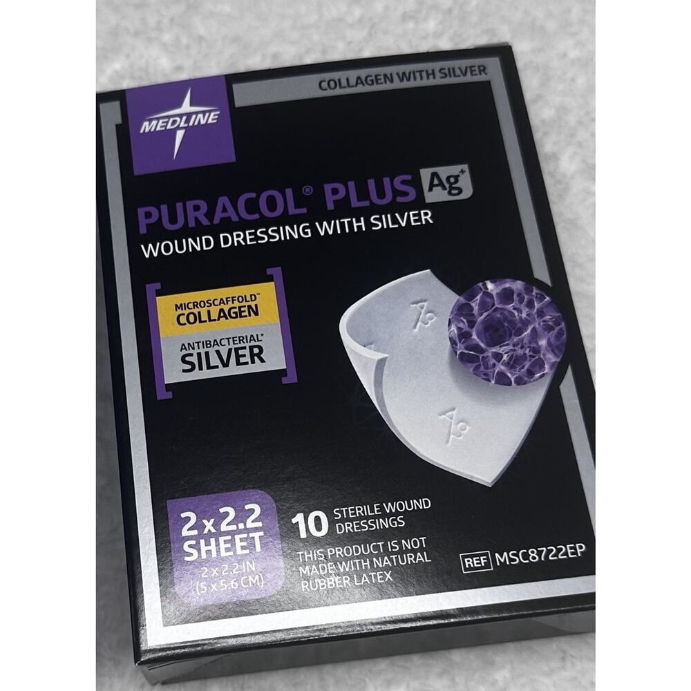 Medline PURACOL PLUS Collagen Silver Antibacterial Sterile 2x2.2 Wound Dressing - Picture 3 of 5